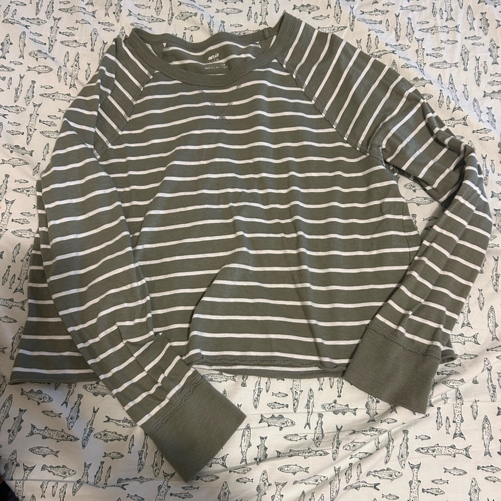 Green striped aerie top